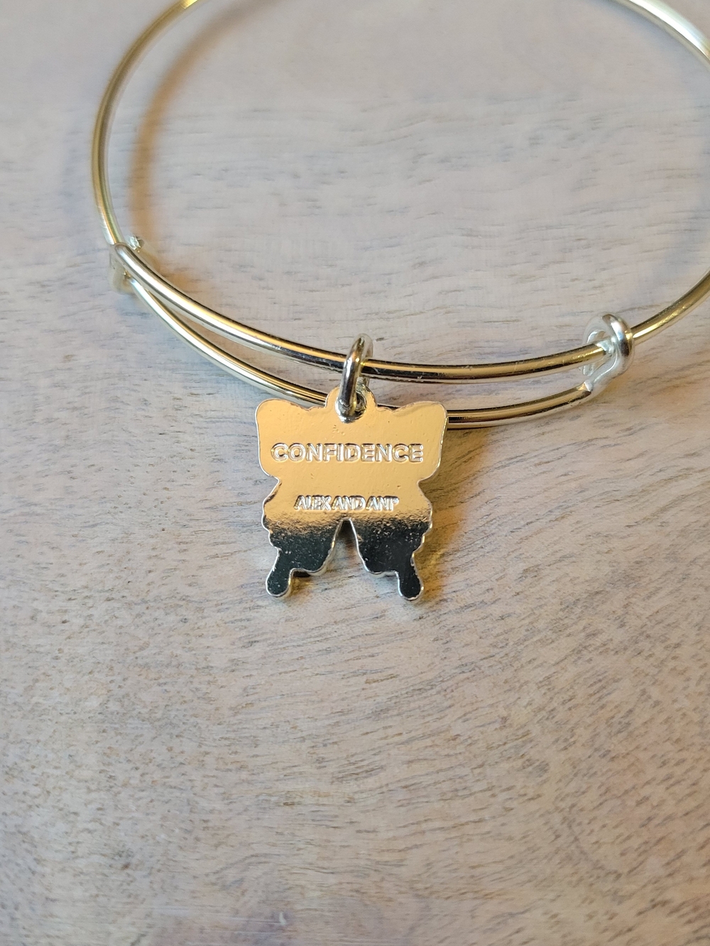 Alex And Ani Silver Tone Butterfly Charm Bangle Bracelet - Picture 2 of 3